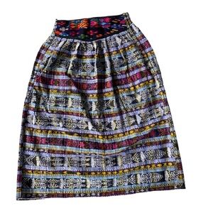 Vintage Guatemalan Multicolored Corte skirt featuring Embroidered belt size S